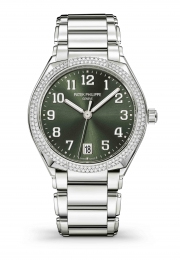 百達翡麗 Twenty~4自動機械腕表Ref. 7300/1200A-011 全新不鏽鋼錶款，搭配橄欖綠色日輝紋錶盤