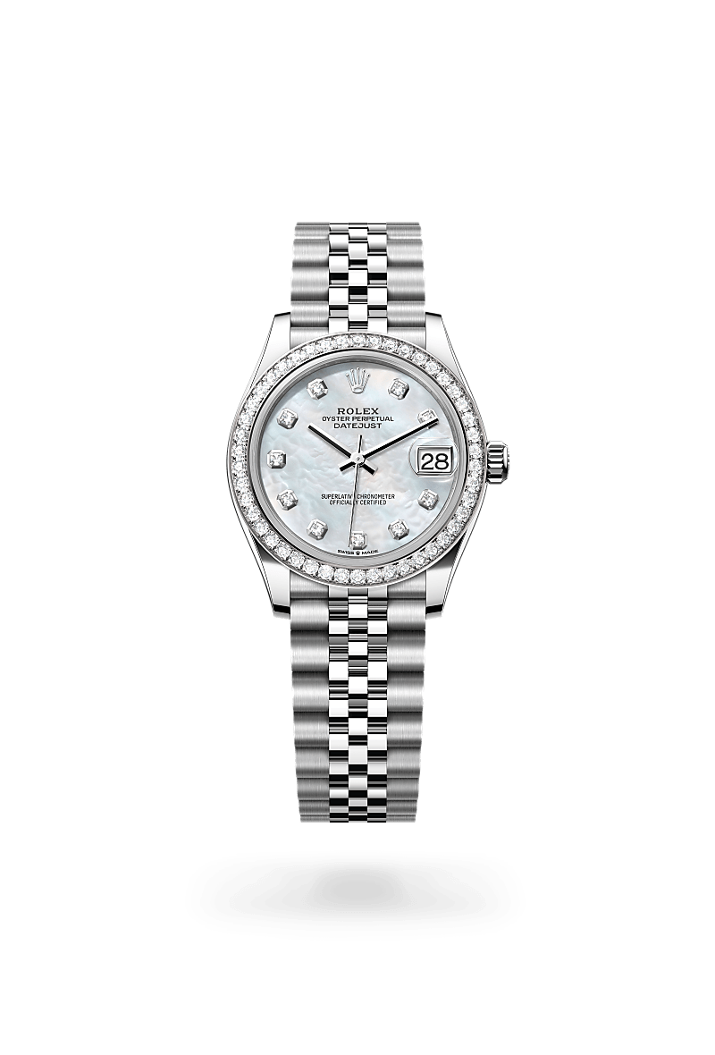 Lady-Datejust腕錶白色黃金鋼（蠔式鋼與白色黃金的組合）款，M278384RBR-0008* - 時美齋鐘錶