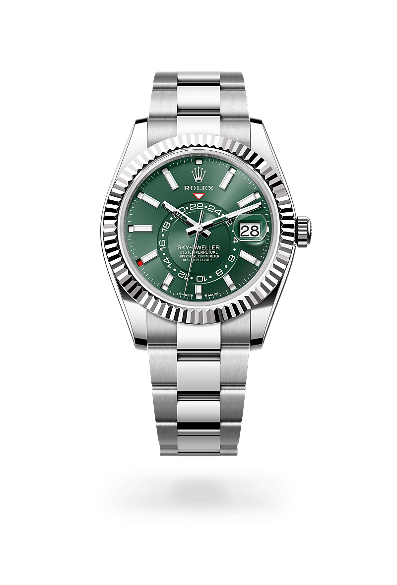 Sky-Dweller腕錶白色黃金鋼（蠔式鋼與白色黃金的組合）款，M336934-0001* - 時美齋鐘錶